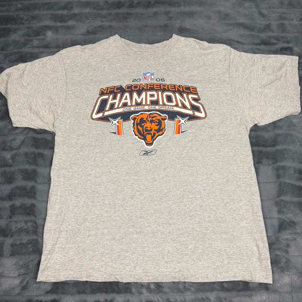 Reebok Chicago Bears 2006 NFC Conference Champions T-Shirt Gray Mens Large